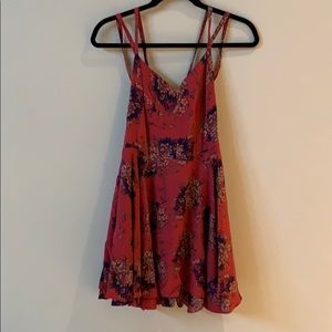 Reddish pink floral flirty dress